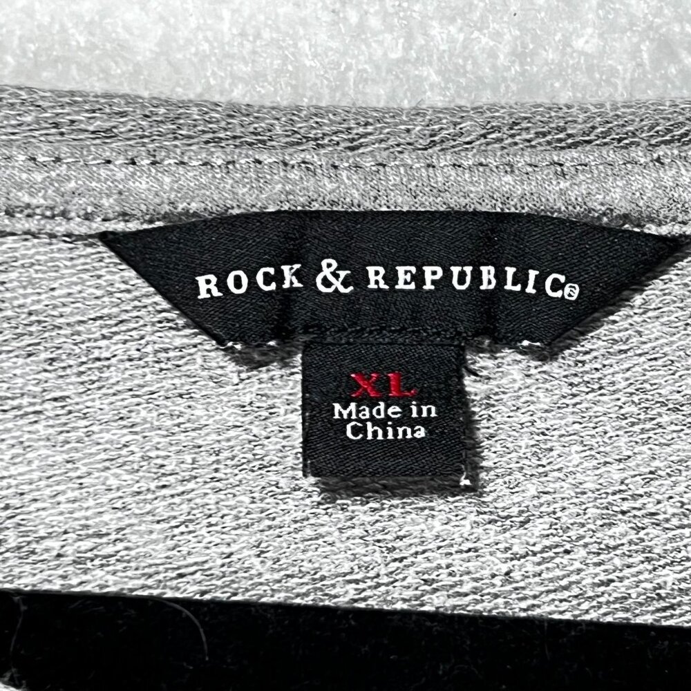 Rock & Republic Studded Gray Long-Sleeve Knot Hem Top Tee Shirt XL Casual Comfy - Picture 7 of 12